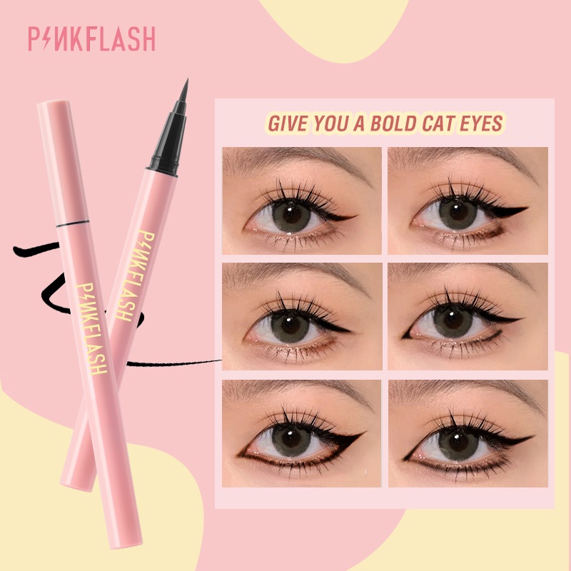 Bút kẻ mắt Pinkflash dạng lỏng nhanh khô màu đen màu nâu chất lì chống nước lâu trôi 30g