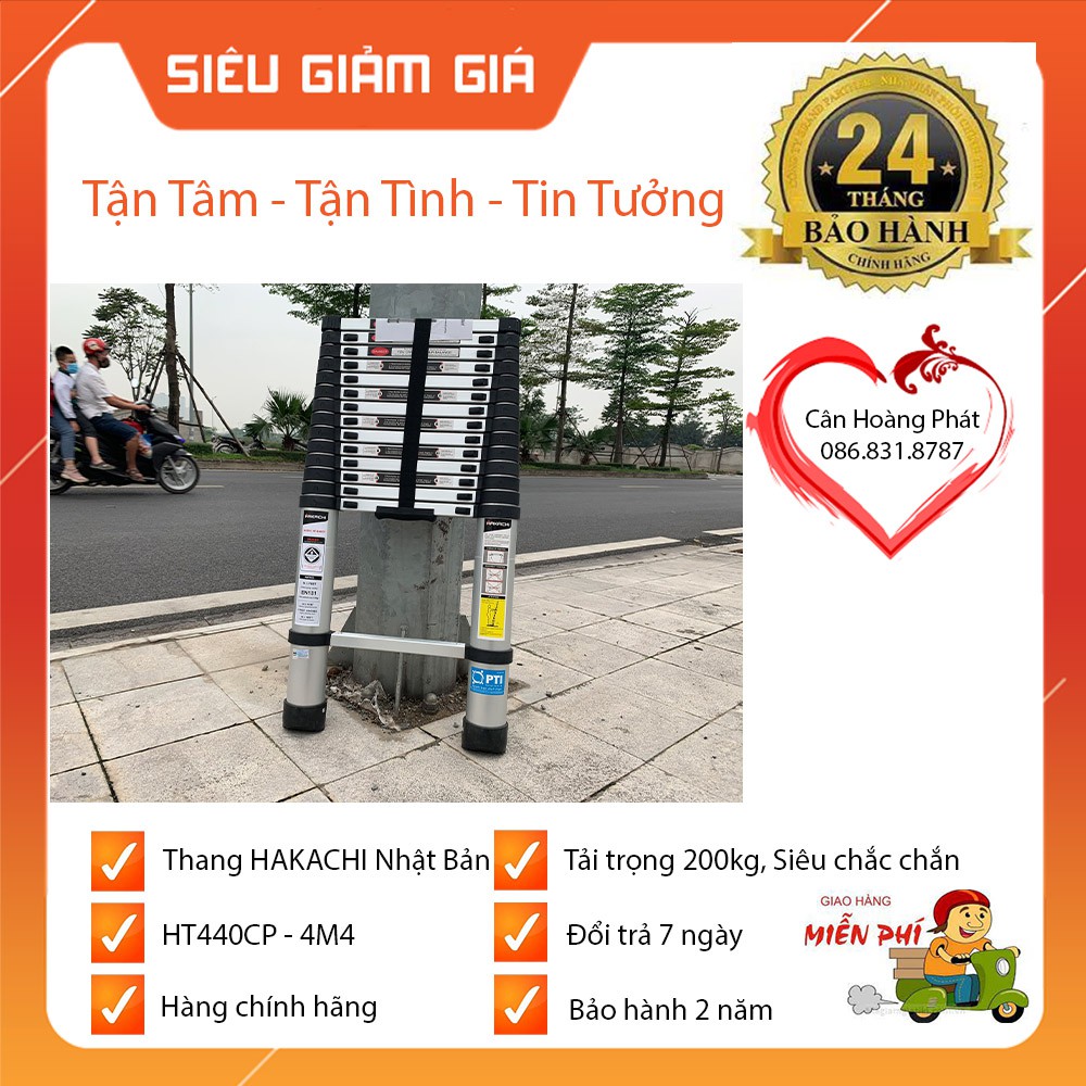 Thang nhôm rút đơn Hakachi HT440CP - 4M4 [ HÀNG CHÍNH HÃNG ] Bảo hành 2 năm