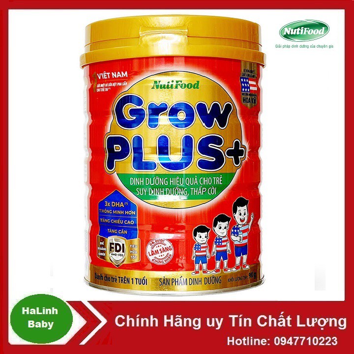 [Mẫu Mới] Sữa Nutifood Grow plus + FDI Đỏ (900g)