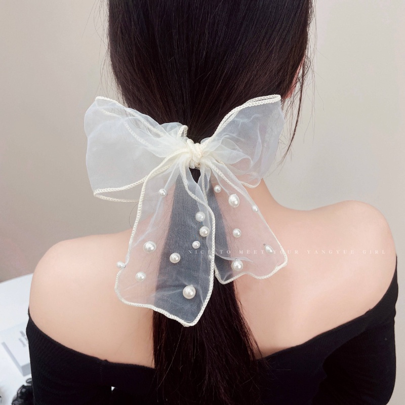 Dây Cột Tóc Lưới Đính Ngọc Trai Thời Trang Hàn Quốc Cho Nữ