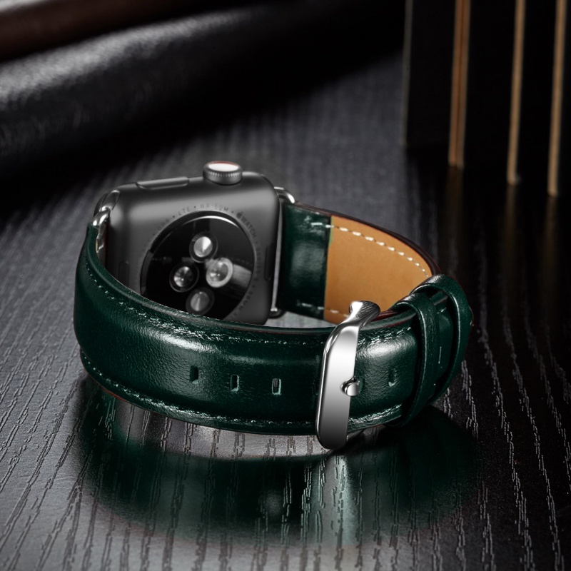 Dây Đeo Bằng Da Bò Thật Kích Thước 44MM 40MM Cho Apple Watch 8 7 6 SE 5 4 3 4 2 44MM 41MM 45MM 49MM