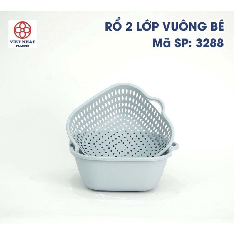 chậu-rổ 2 lớp vuông Việt Nhật:1 chậu+1 rổ TO ĐẠI