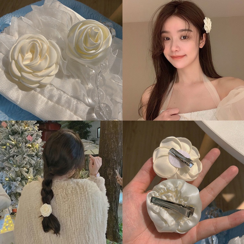 Kẹp Tóc Hình Hoa Trà Sữa Thanh Lịch Cho Cô Dâu