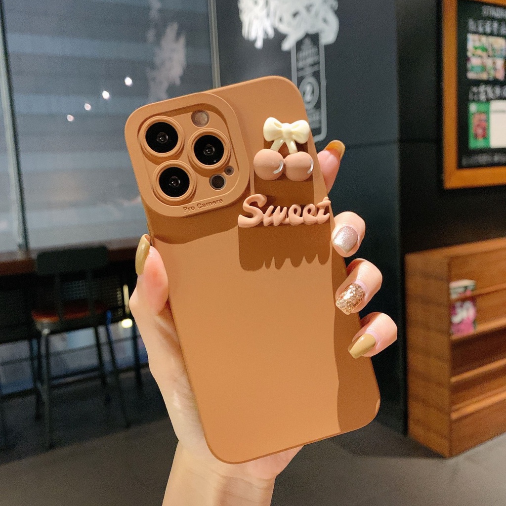 Ốp điện thoại hình nổi Iphone cherry+chữ Sweet IP 6 6plus 6s 6splus 7 7plus 8 8plus x xs xsmax 11/12/13 pro max