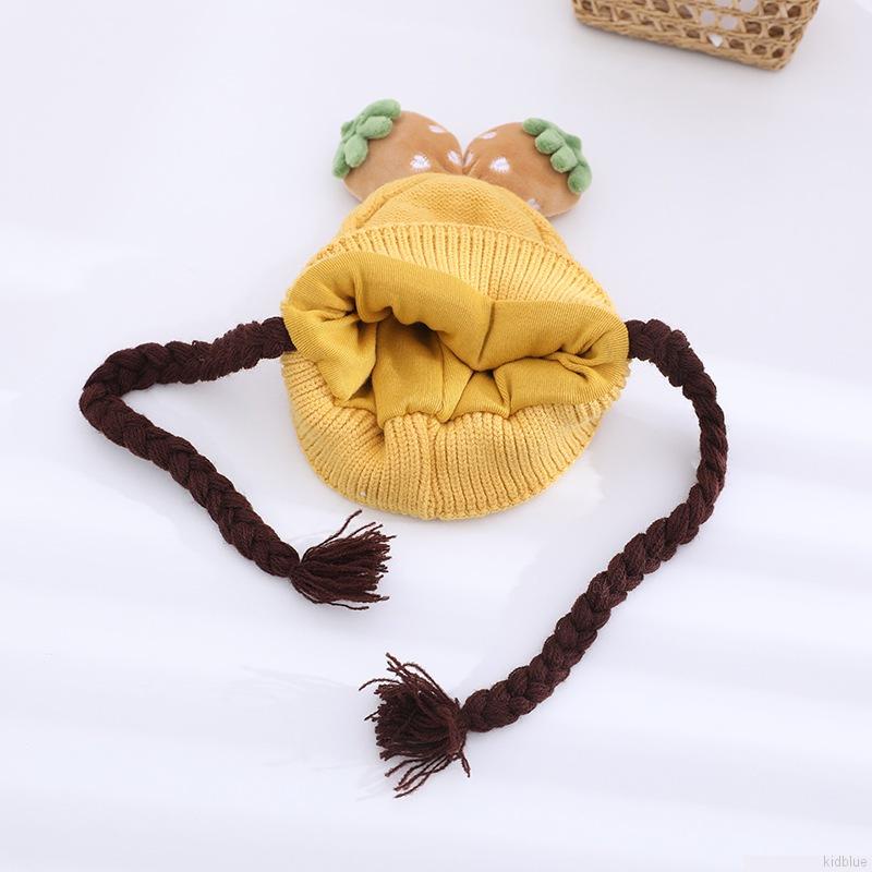 Mũ trùm đầu dệt kim giữ ấm in hình quả dâu dễ thương cho bé gái 0-1 tuổi