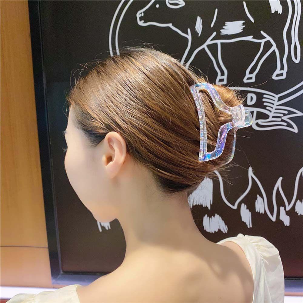 EXPEN Kẹp Tóc Càng Cua Acrylic Họa Tiết Hình Học / Cá Mập Màu Laser Kiểu Hàn Quốc