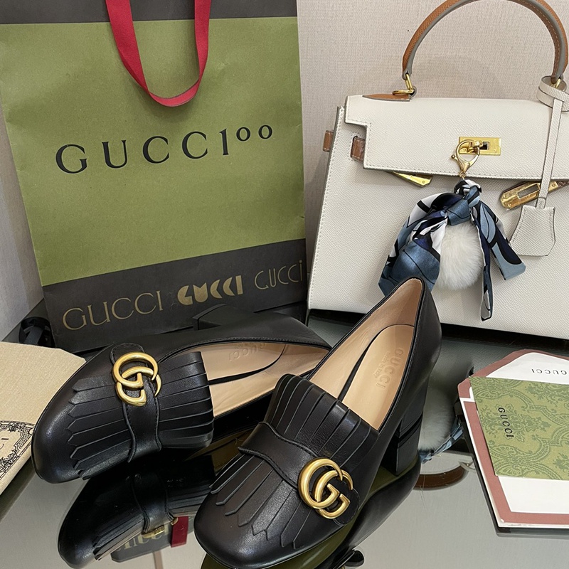 Giày Cao Gót Gucci 5cm Chất Liệu Da Bò Cao Cấp Thời Trang Bốn Mùa Dành Cho Nữ