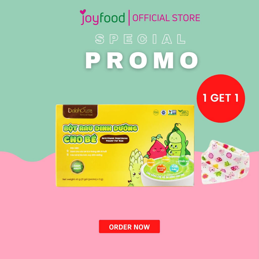 Bột Rau Củ Sấy Lạnh Cho Bé Ăn Dặm Combo Dalahouse Hộp 21 Gói 3gr, Tặng Khăn Yếm Dễ Thương