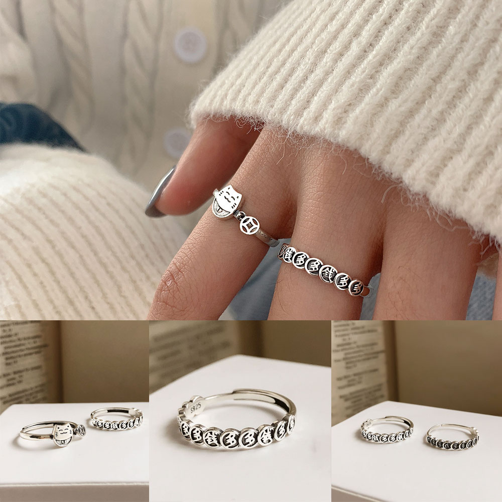 Nhẫn Đeo Khớp Ngón Tay Hình Mèo May Mắn Thời Trang