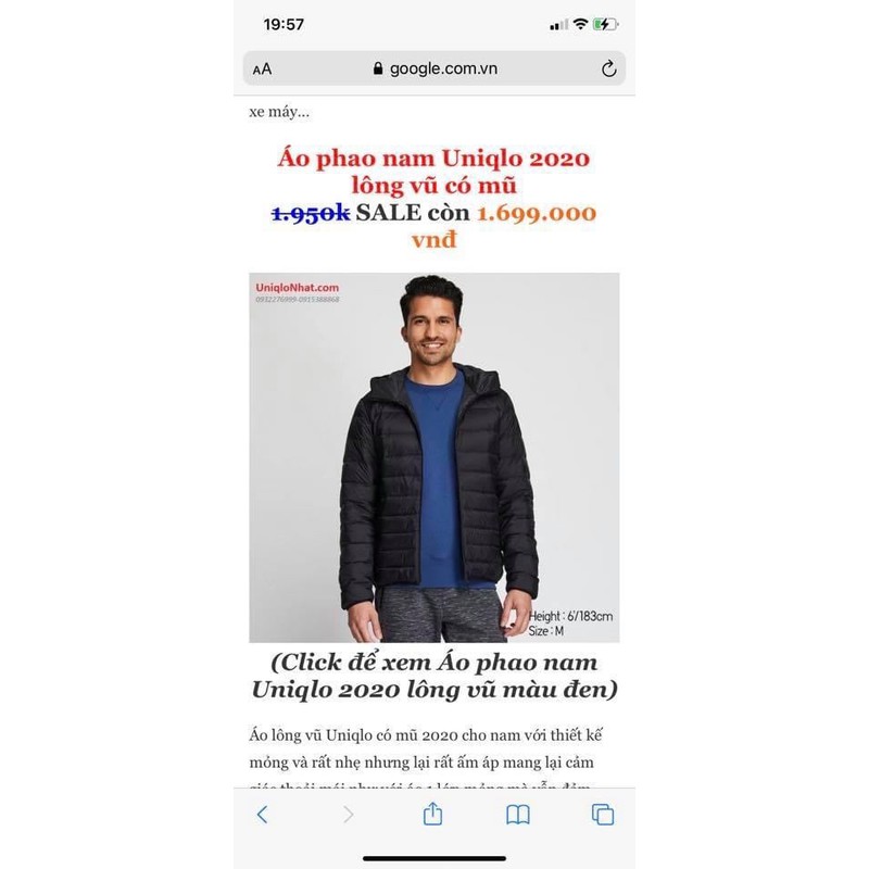 Áo lông vũ uni dư xịn