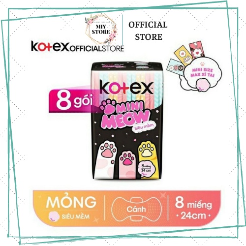 Băng vệ sinh Mini Meow Kotex siêu mỏng cánh 8m