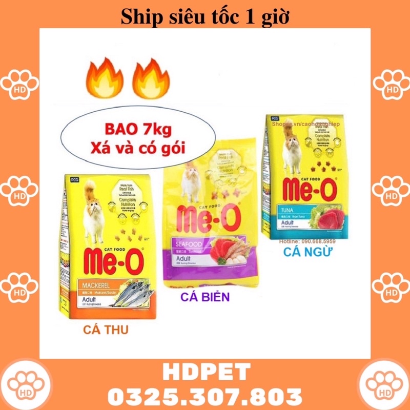(Bao 7kg - 20 túi) Hạt cho mèo lớn trưởng thành - Me-O Tuna/Mackerel/Seafood (Cá ngừ/Cá thu/Hải sản)