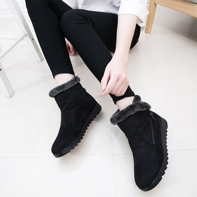 Giày Bốt Cotton Giữ Ấm Mùa Đông Cho Nữ Trung Niên