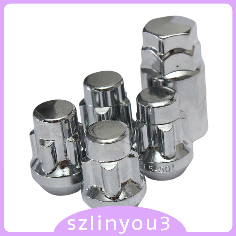 Practical Tool M12x1.5mm Anti-Theft Wheel Lock Bolts 60Deg Tapered 4pcs Security Nuts with Key