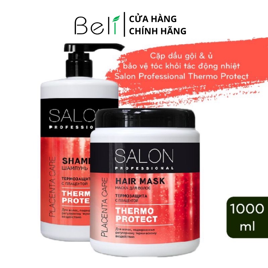 Cặp Dầu Gội Ủ Bảo Vệ Tóc Khỏi Tác Động Nhiệt Salon Professional Thermo Protect 1000ml - BioTopcare Official - TN091