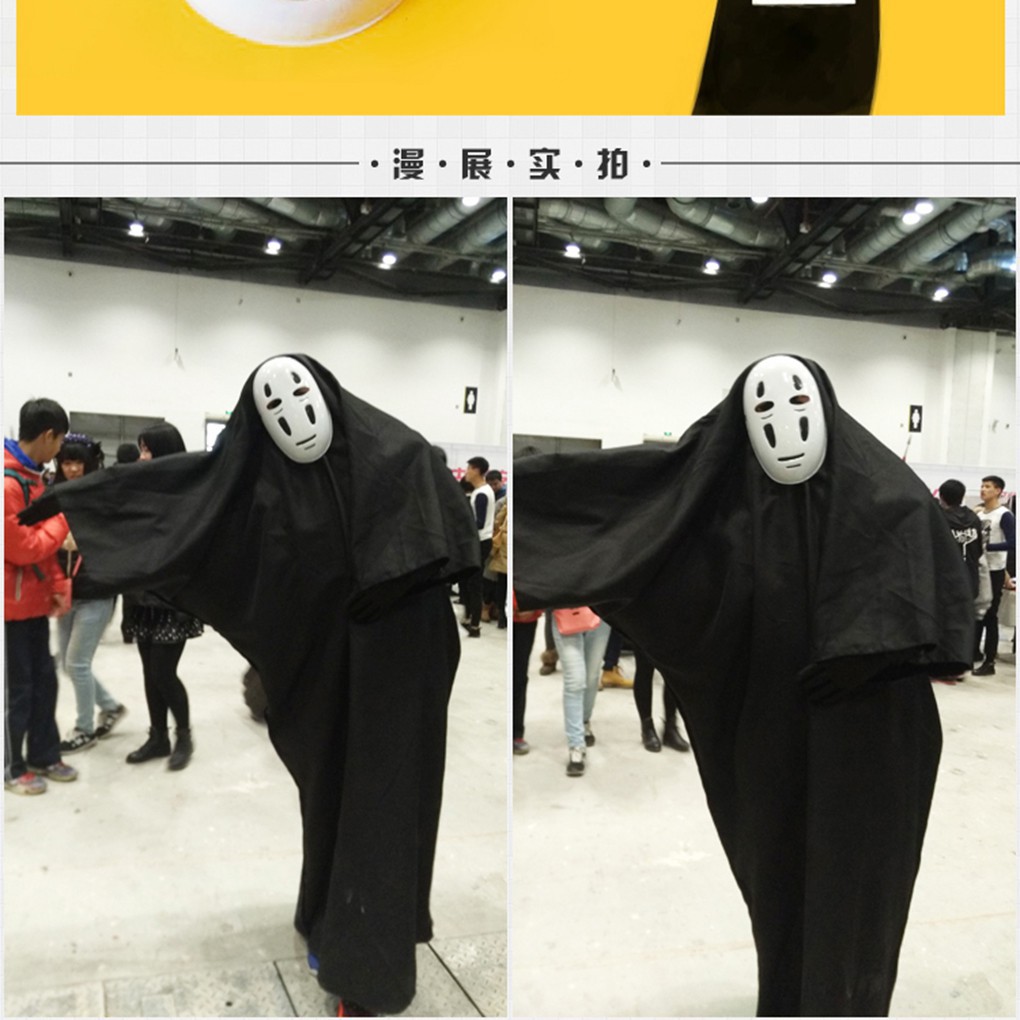 Bộ trang phục hóa trang nhân vật Vô Diện gồm áo choàng mặt nạ và găng tay