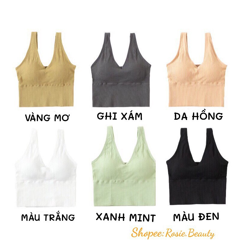 Áo ngực cotton tăm len mỏng mùa Thu Amil mặc trong áo, áo hai dây len mỏng 2020 AB123