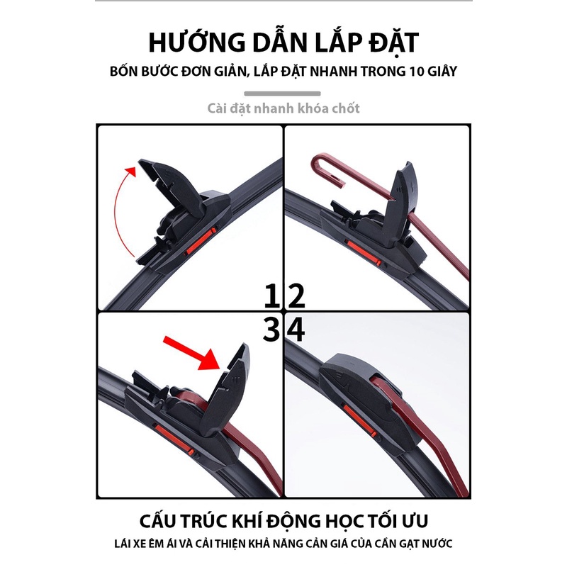 COMBO 2 Cần Gạt Mưa Silicone Lưỡi Kép Thế Hệ Mới - Siêu Sạch