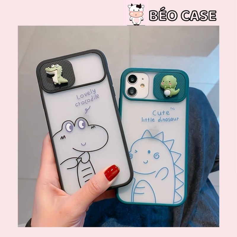 Ốp lưng iphone TRƯỢT CAMERA NHÁM CÁ SẤU VÀ KHỦNG LONG NỔI CHỐNG BẨN