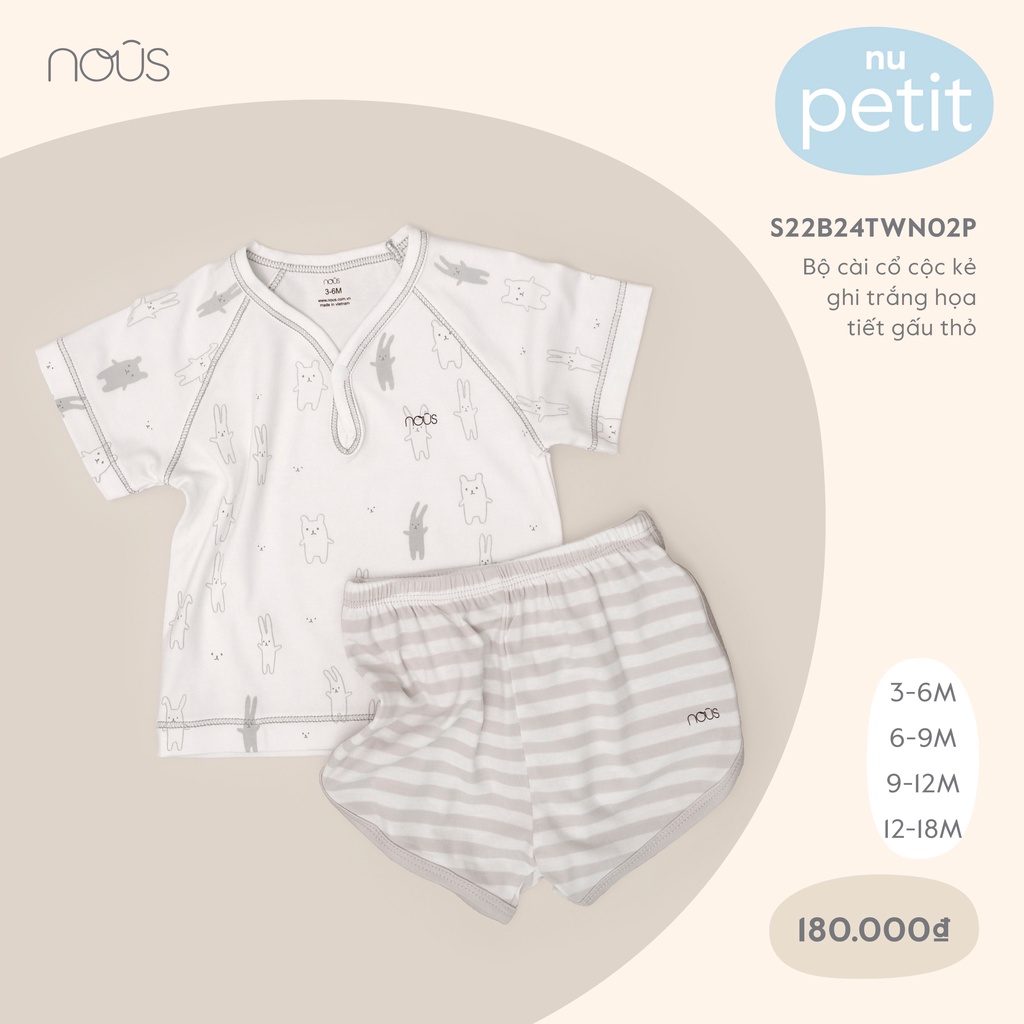 Bộ Quần Áo Ba Lỗ Nous Màu Xanh In Chữ Và Trăng Sao - Chất Liệu Nu Petit