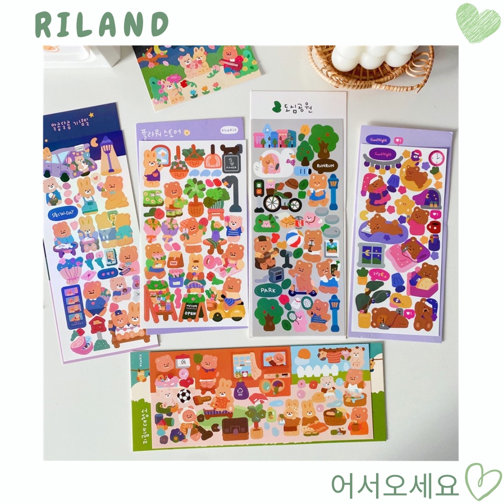 STICKER  PHONG CÁCH HÀN QUỐC HÌNH CHÚ GẤU DỄ THƯƠNG