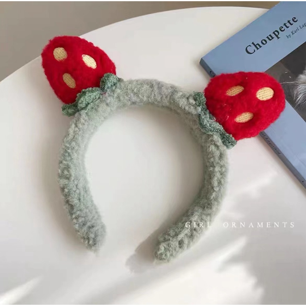 Băng đô cài tóc hình dâu tây phong cách Mori ba chiều dễ thương cho nữ