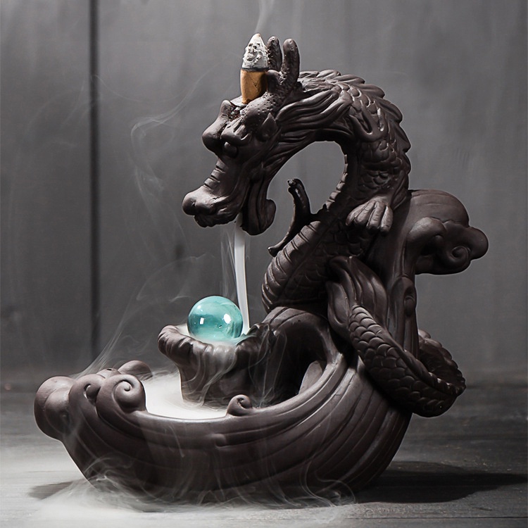 Thác trầm hương rồng phun khói, xông trầm hương, đốt trầm hương, decor trang trí, BOHA - B6014