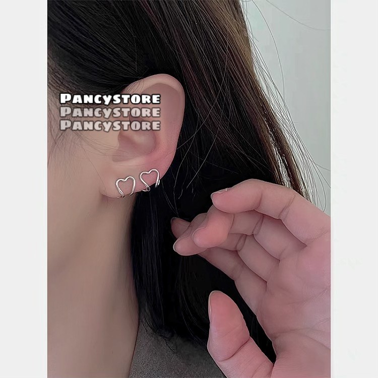 kẹp tai bông tai titan trái tim không cần xỏ lỗ không gỉ unisex cho nam và nữ