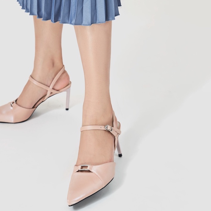 Giày Cao Gót 9cm Thời Trang JUNO Da Trơn Gót Thanh Trang Trí Đính Đá CG09141