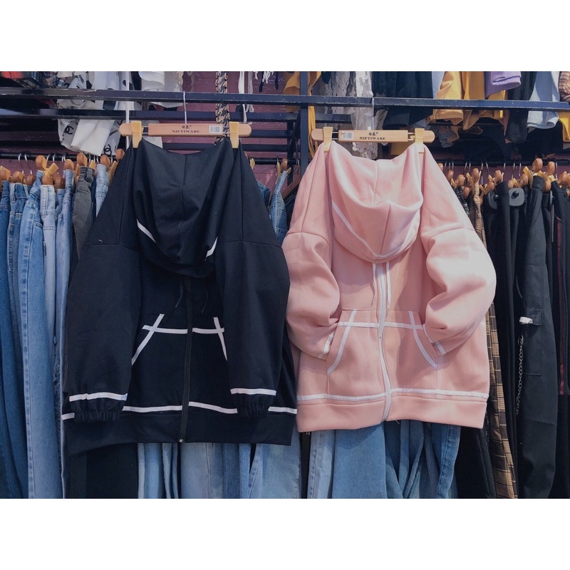 Áo Khoác nỉ viền rót nỉ bông Basic Hôdie ,Ulzang Hàn Quốc Unisex thu đông nam nữ form rộng