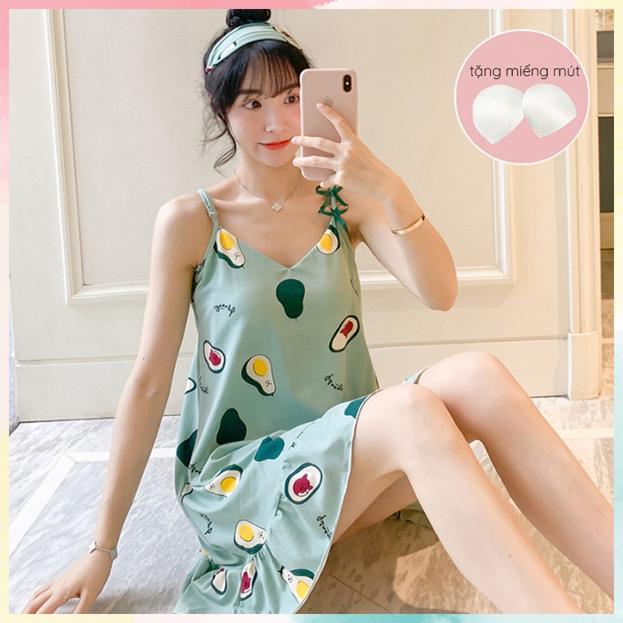 [Mã 44FASHIONSALE1 giảm 10K đơn 50K] Váy ngủ 2 dây thun mềm đầm ngủ thoáng mát dễ chịu [VN01]