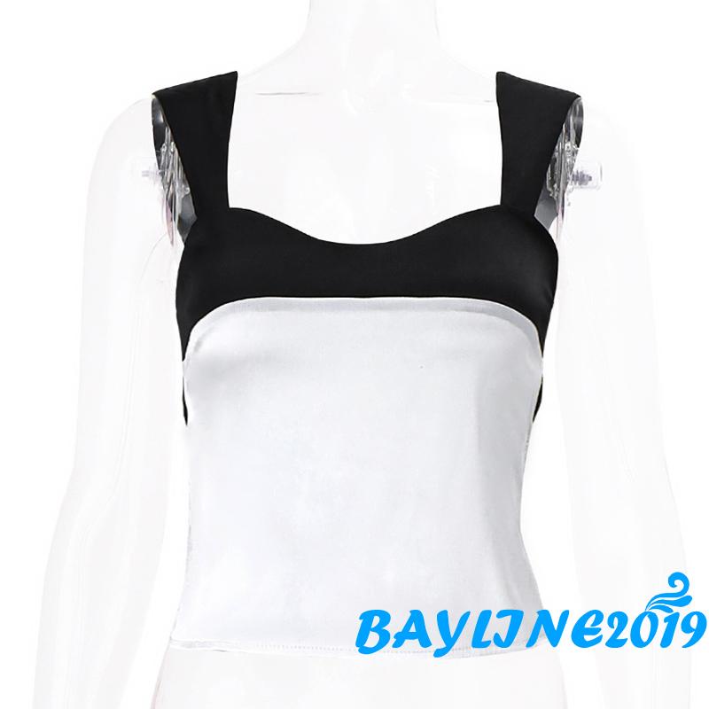 Áo Tank Top Cổ Thấp Cắt Thấp Màu Sắc Thời Trang Mùa Hè Xinh Xắn Cho Nữ