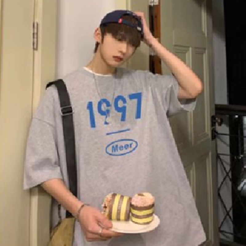 Áo Thun Tay Ngắn Dáng Suông In Chữ Thoải Mái Thời Trang Hè Phong Cách Hàn Quốc Cho Nam Size M-8XL