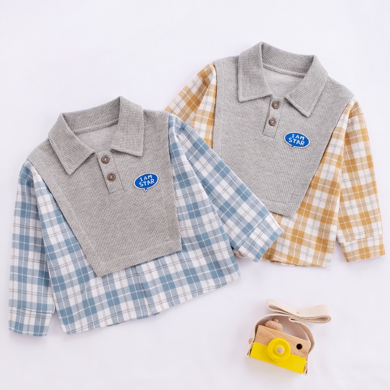 🐤Kho Sẵn Sàng 800-190 Kích Thước👏Áo Sơ Mi Tay Dài Cổ Bẻ Kẻ Sọc Caro Phong Cách Hàn Quốc Thời Trang Mùa Xuân Mới Cho Bé Trai Và Gái 2022