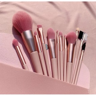 Bộ 12 cọ trang điểm hồng (kèm ví đựng cọ)