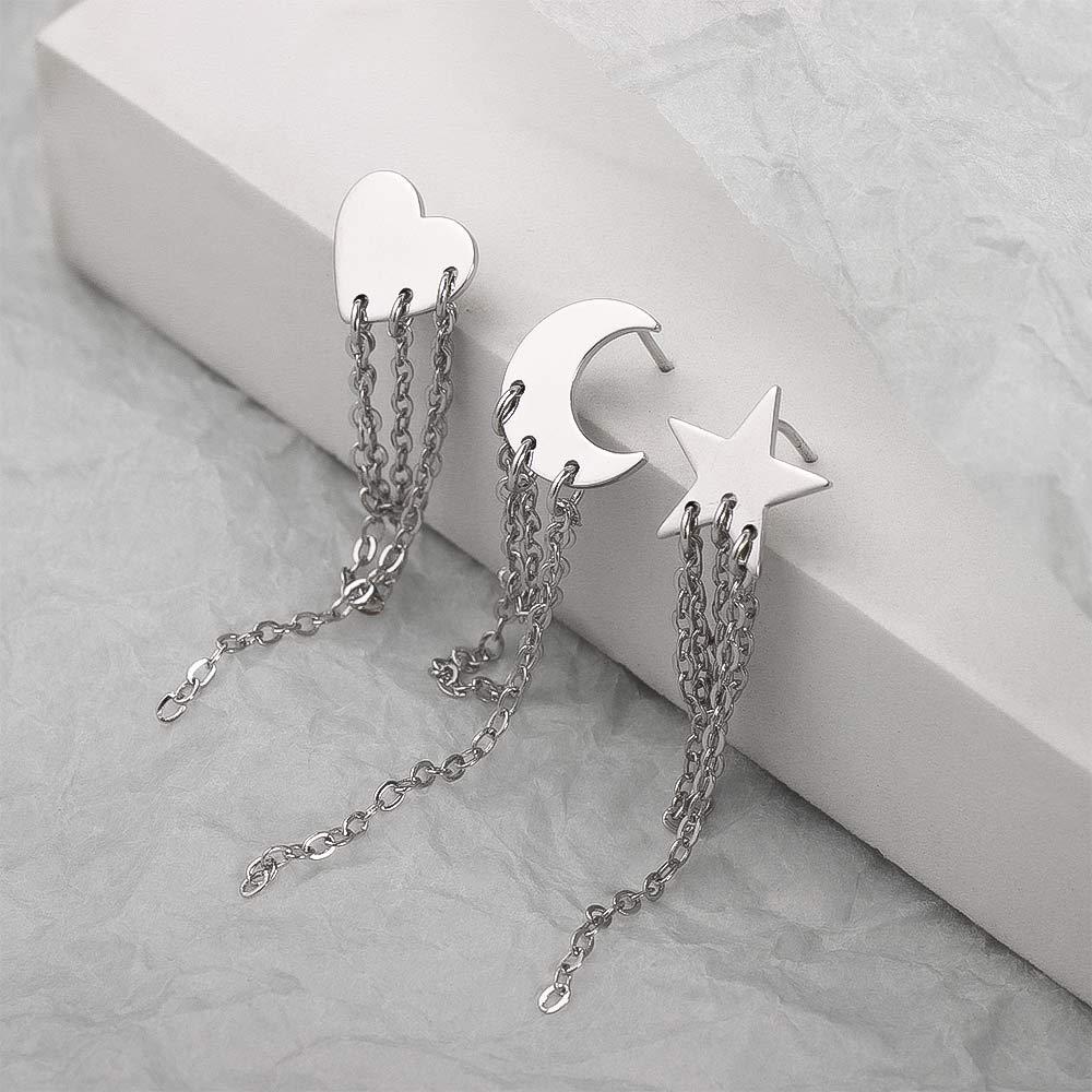 Bông Tai Tua Rua Hình Mặt Trăng Ngôi Sao Bằng Đồng VANES1 Cho Nữ