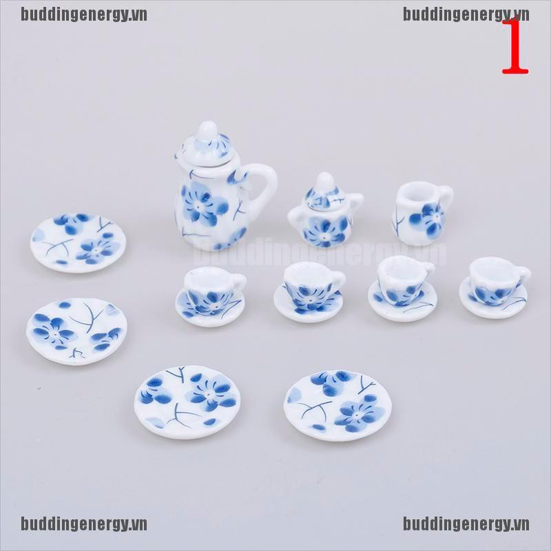 Set 15 Ấm Trà Bằng Sứ Tỉ Lệ 1:12 Dùng Để Trang Trí Nhà Búp Bê Sang Trọng Tiện Dụng