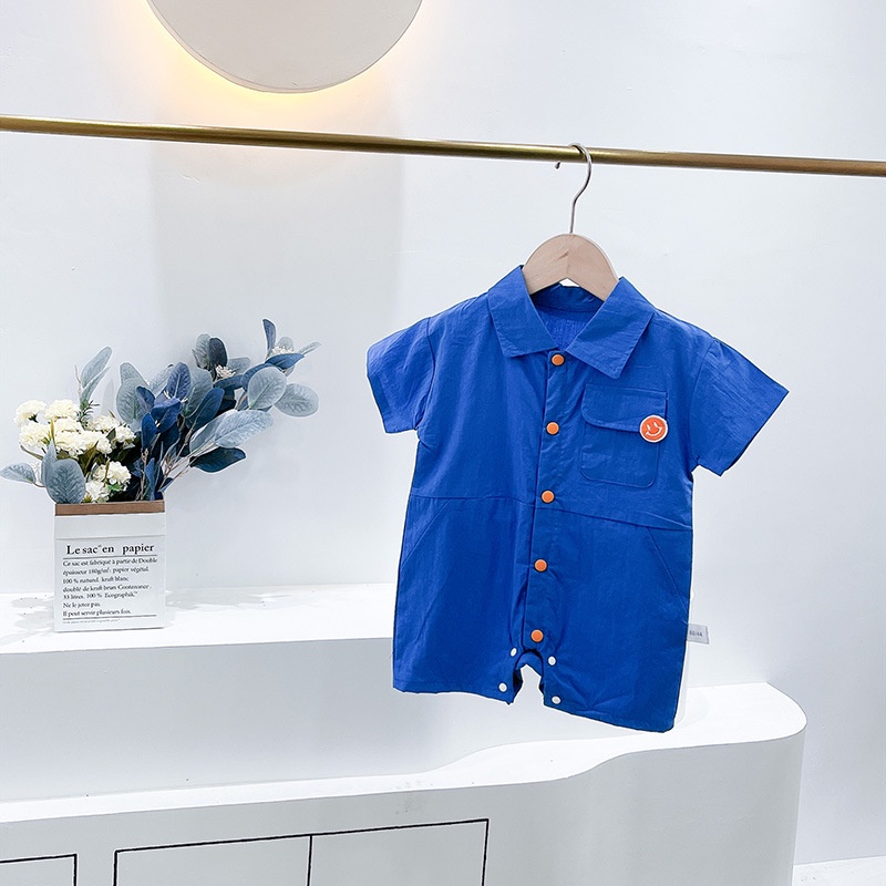 Bộ Áo Liền Quần Tay Ngắn Chất Liệu Cotton Thời Trang Mùa Hè Phong Cách Hàn Quốc Cho Bé Sơ Sinh