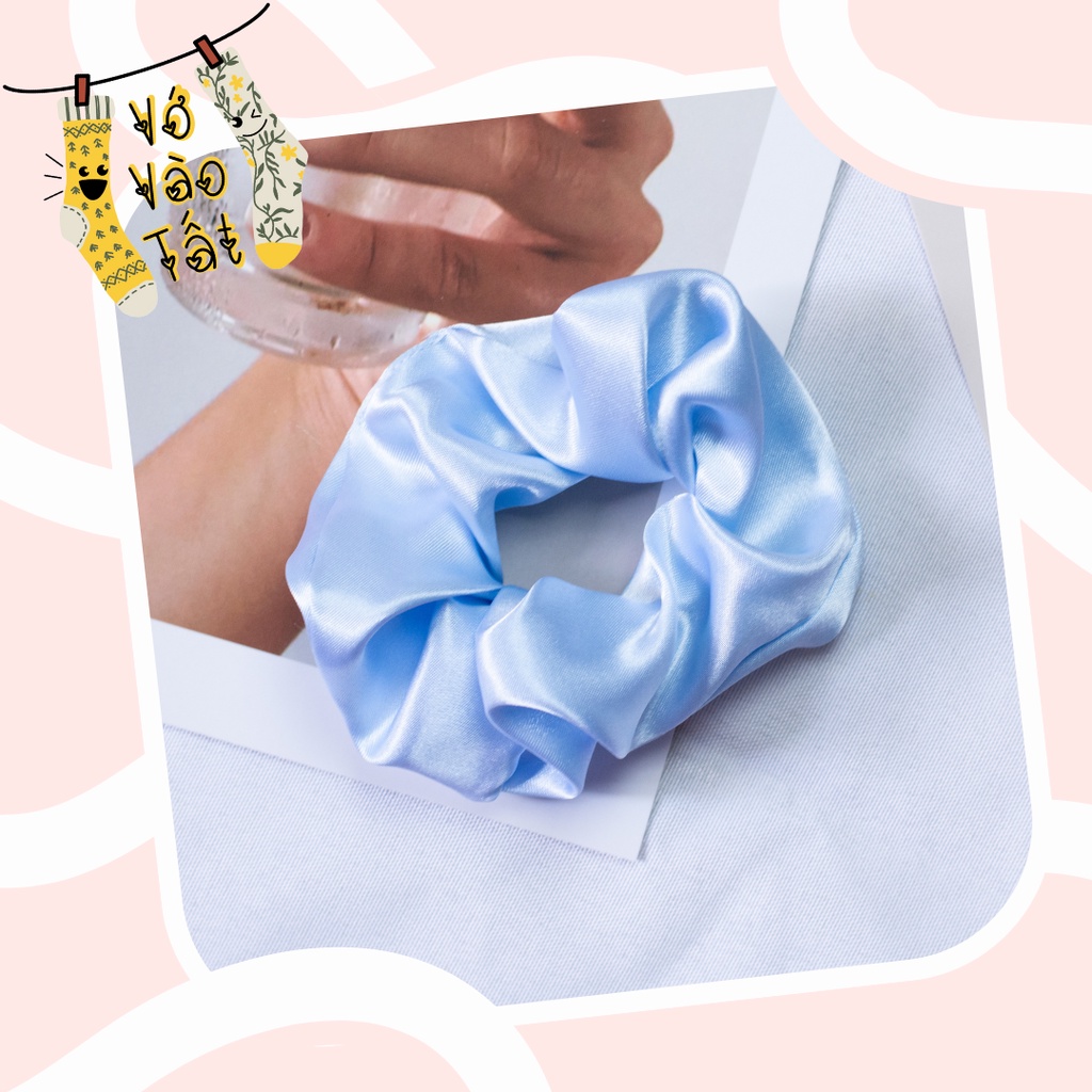 Buộc tóc scrunchies satin bóng