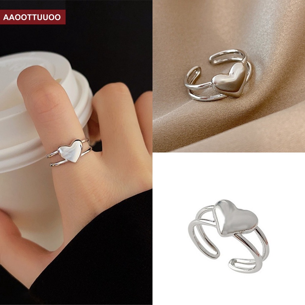 Nhẫn Đeo Tay Kim Loại Hình Trái Tim Thời Trang Hàn Quốc Cho Nữ