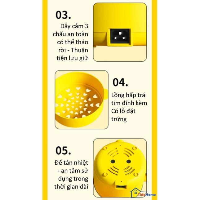 Nồi điện mini Vịt Vàng VV22 2 tầng đa năng nấu cơm lẩu cháo chiên xào dung tích 1.8L công suất 1500w