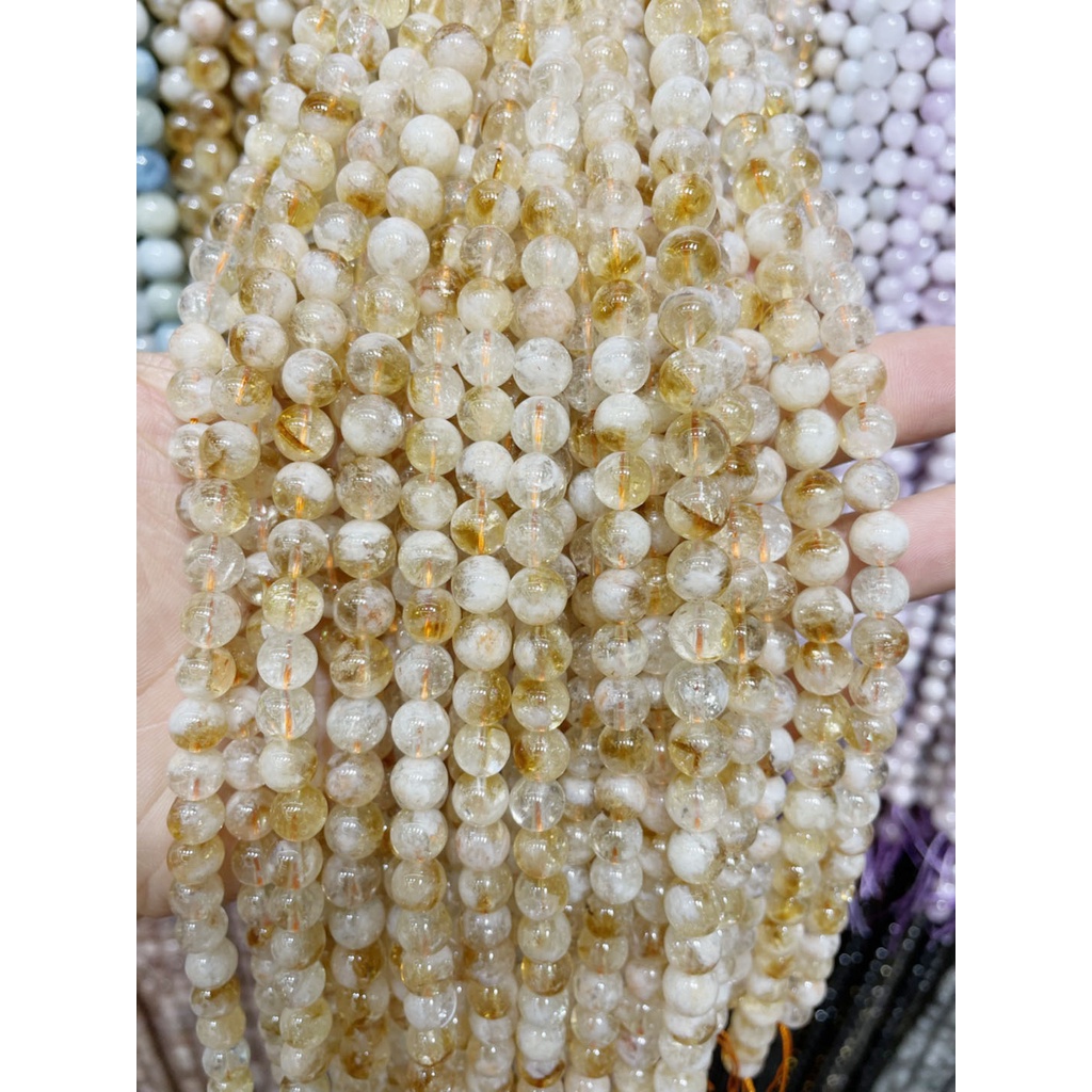 Chuỗi Hạt Đá Citrine Vàng Trắng Tự Nhiên Chất Lượng Cao