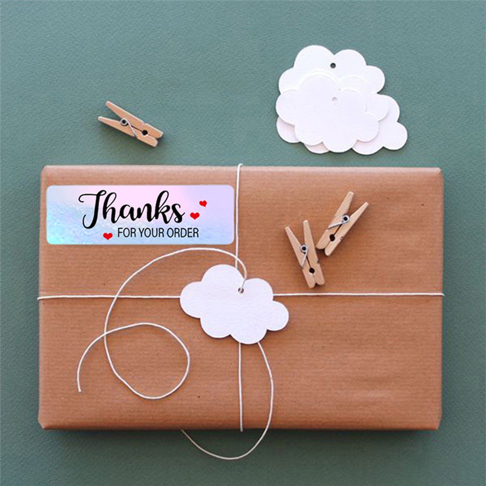 Cuộn 120 Miếng Dán In Chữ Thank You 1x3inch Trang Trí Hộp Quà