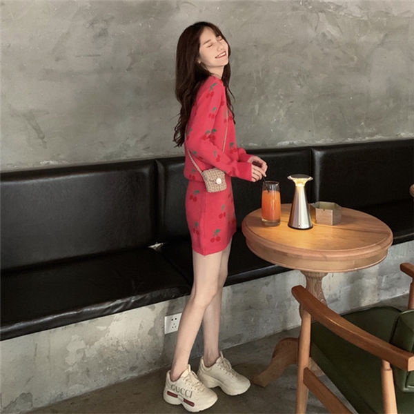 Bộ Áo Khoác Sweater + Chân Váy Dệt Kim Xinh Xắn Dành Cho Nữ  tao bao