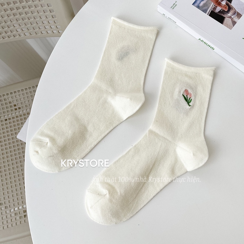 Tất nhún Hoa Tulip chất mịn Krystore TN15