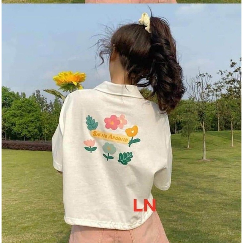 Áo croptop polo 6 hoa lá TH6