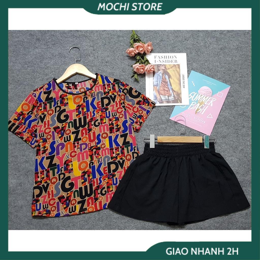 Đồ Bộ Mặc Nhà Nữ, Bộ Ngủ Nữ, Áo Cổ Tròn Chất Lụa Mango Họa Tiết Phối Quần Sọc Lụa Màu Trơn, Form Dáng Rộng Rãi, Chất Liệ | BigBuy360 - bigbuy360.vn