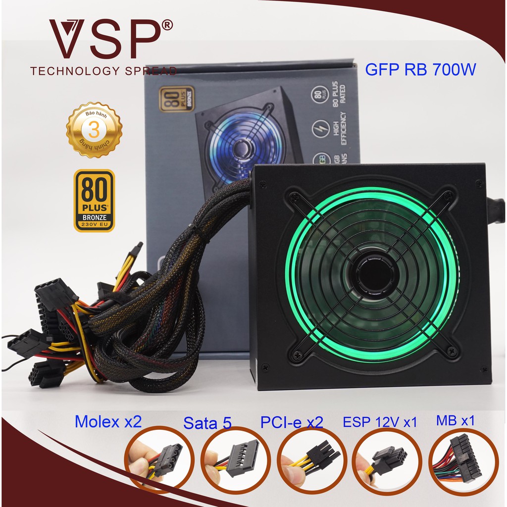 Nguồn VSP 700W Công Suất Thực LED RGB