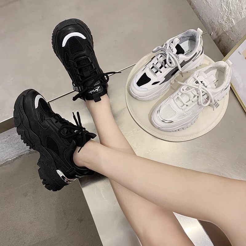 Giày Thể thao nữ dây chữ mới độn đế Cao Cấp - giày sneaker nữ đế cao loại 1