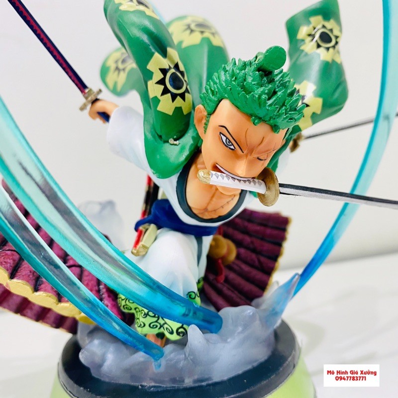 Mô Hình Roronoa Zoro ở Vương Quốc Wando Trên Mái Nhà Cao 14cm Trạng Thái Chiến Đấu - Figure Tượng One Piece